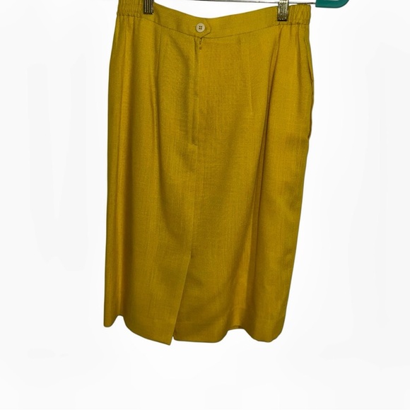 Vintage Gilmor Yellow Pencil Skirt Jacket Blazer Suit Set 8 retro 80s 90s - Picture 8 of 10